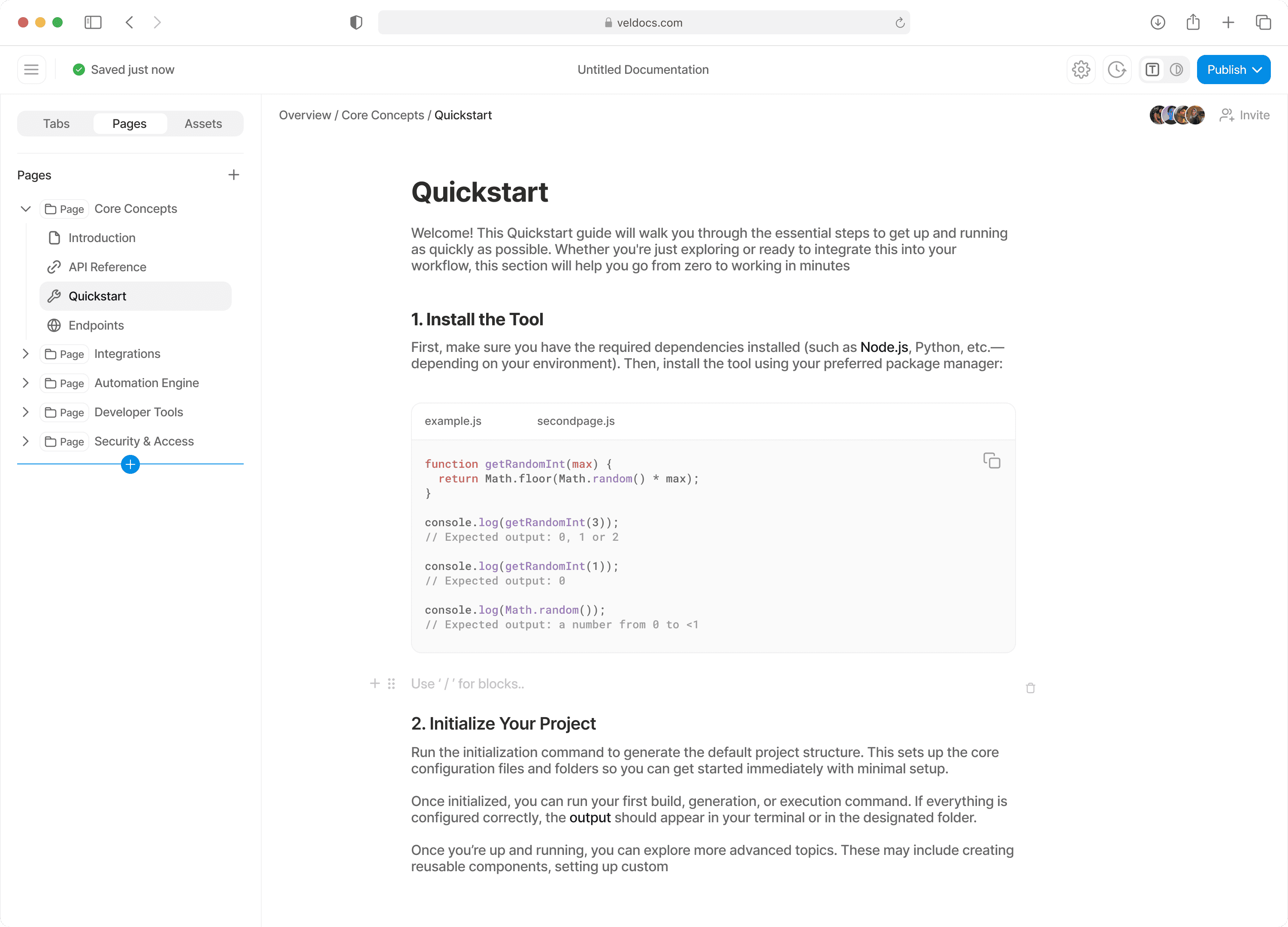 Voidocs docs builder