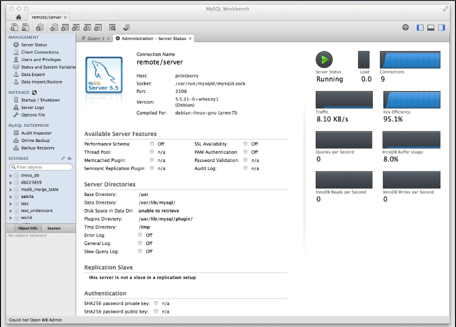 The MySQL Workbench interface.