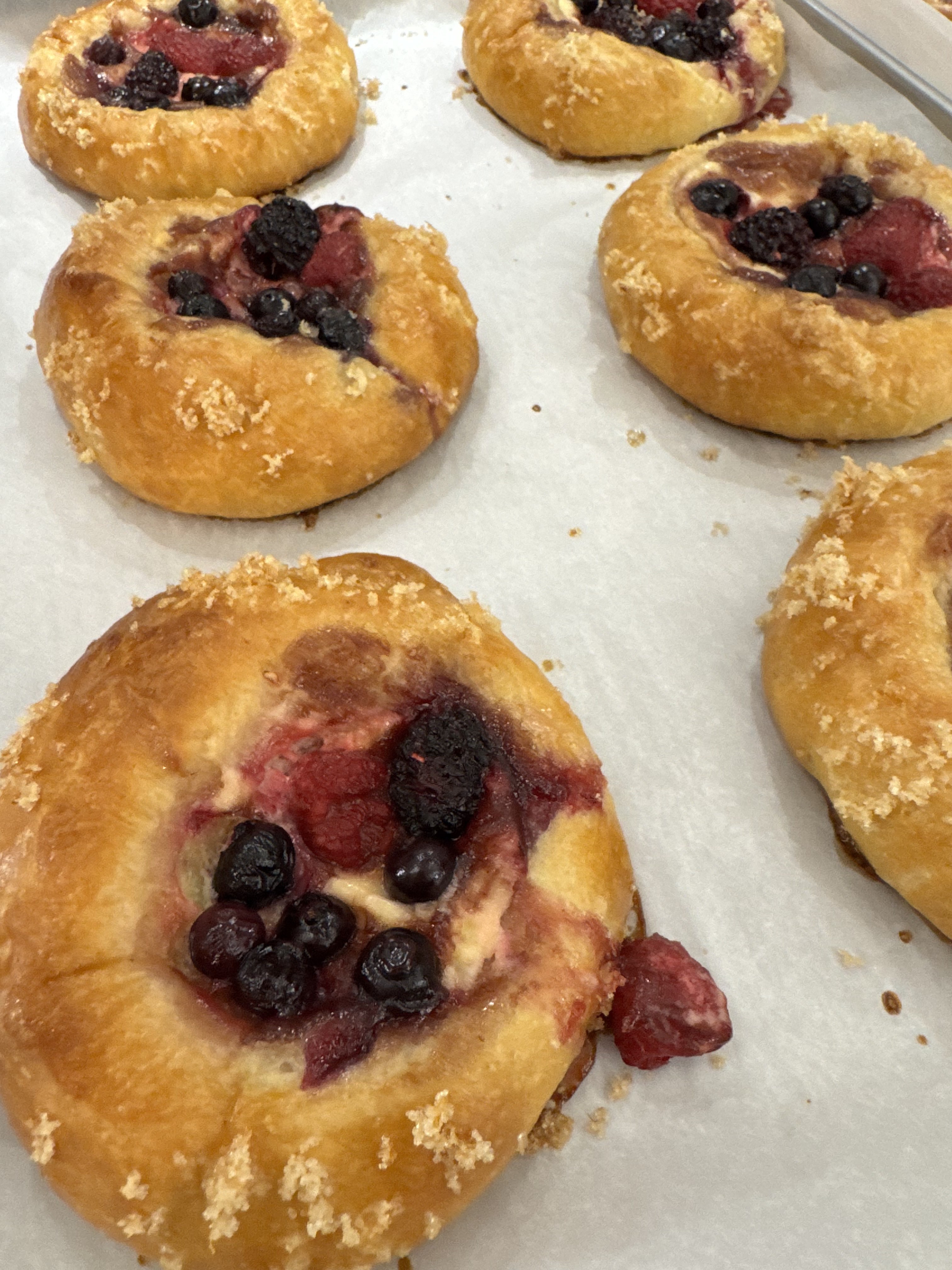 sourdough berry pastries on countertop