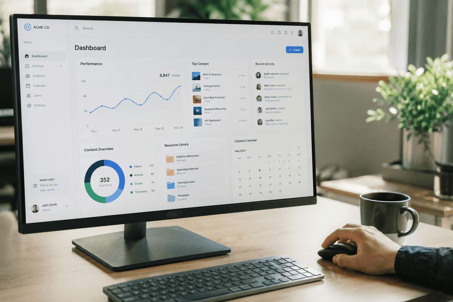 Analytics dashboard on desktop monitor
