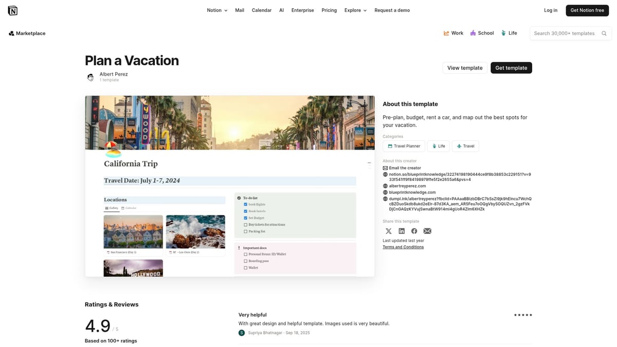 7 Notion Travel Planner Templates to Organize Your 2026 Trips - Plan a Vacation by Albert Perez