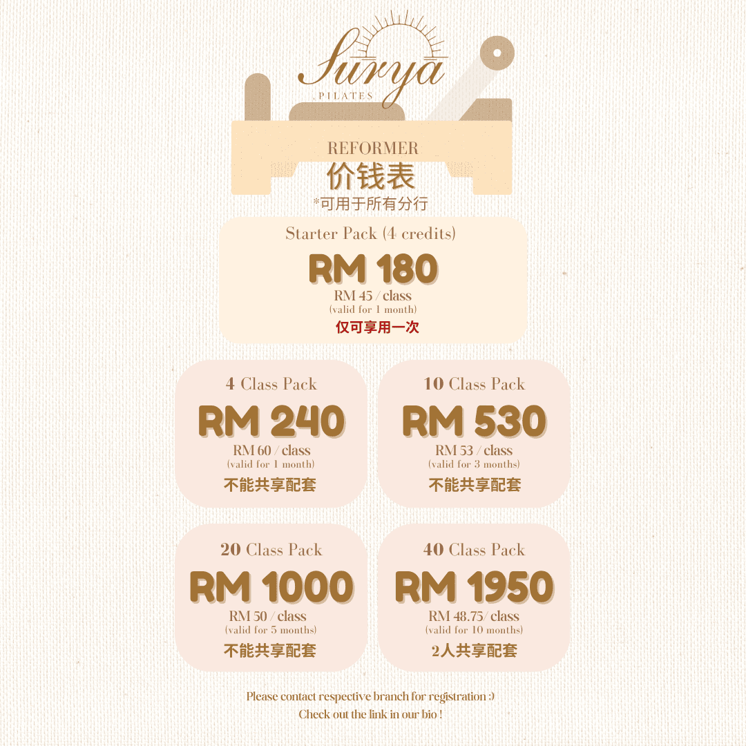 Surya Pilates RimBayu Pricing