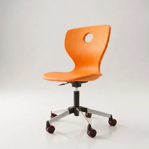 Orange custom school chair with swivel base made in Turkey