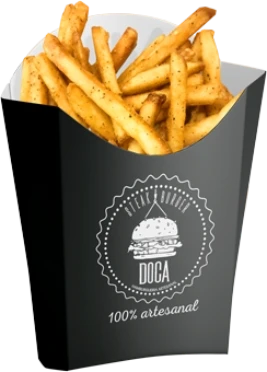 caixa para batata frita com fritas dentro