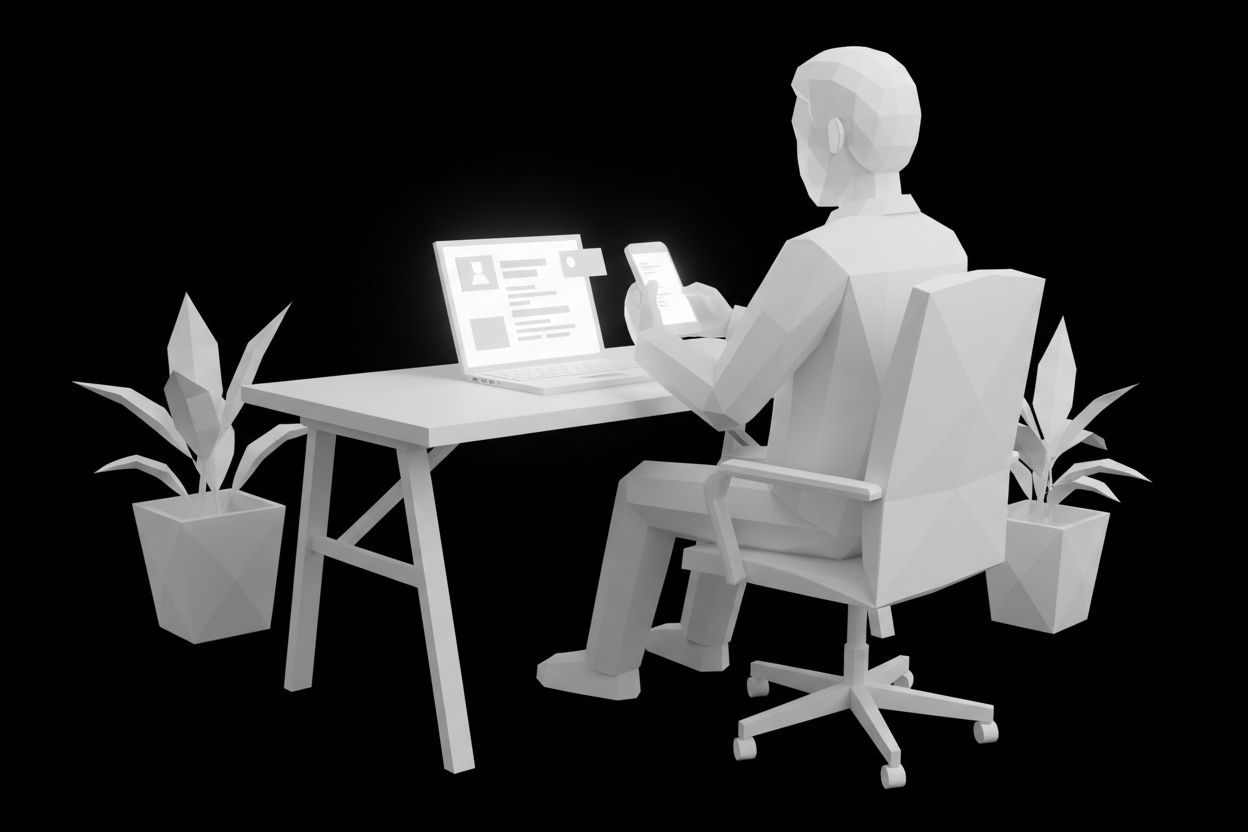 Agent reviewing leads on a laptop and phone