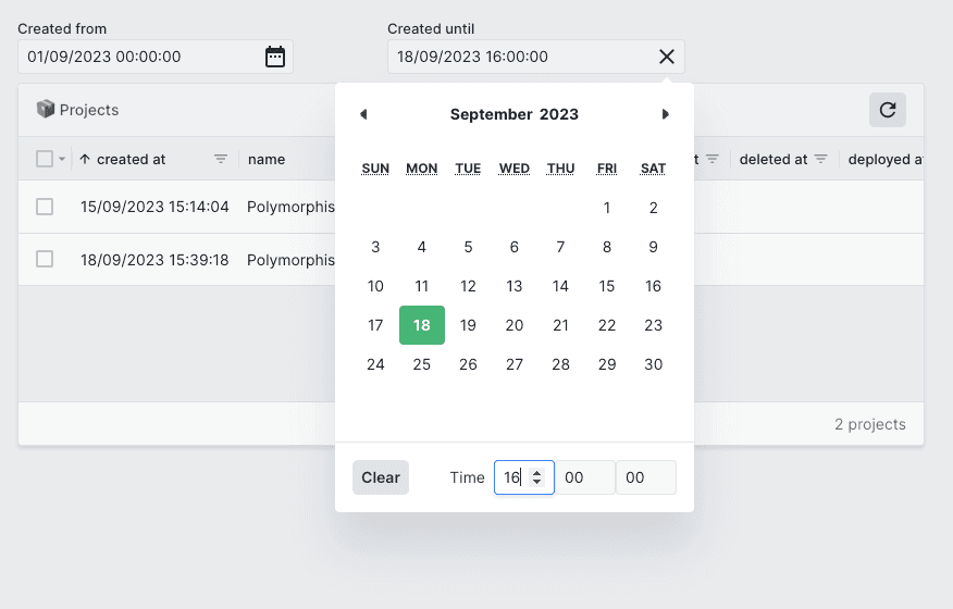 Date filters in a Forest Admin workspace