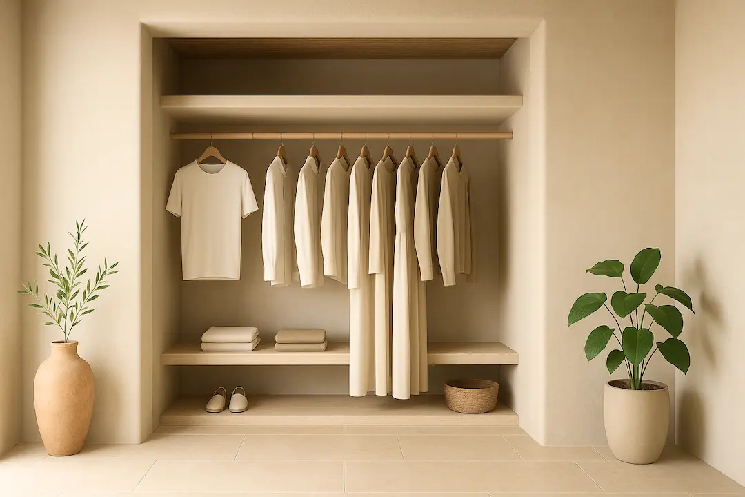 Minimalistischer begehbarer Kleiderschrank