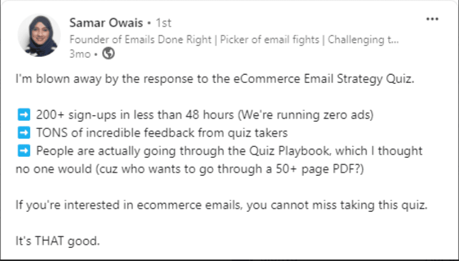 Customer testimonial