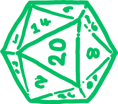 A D20 die