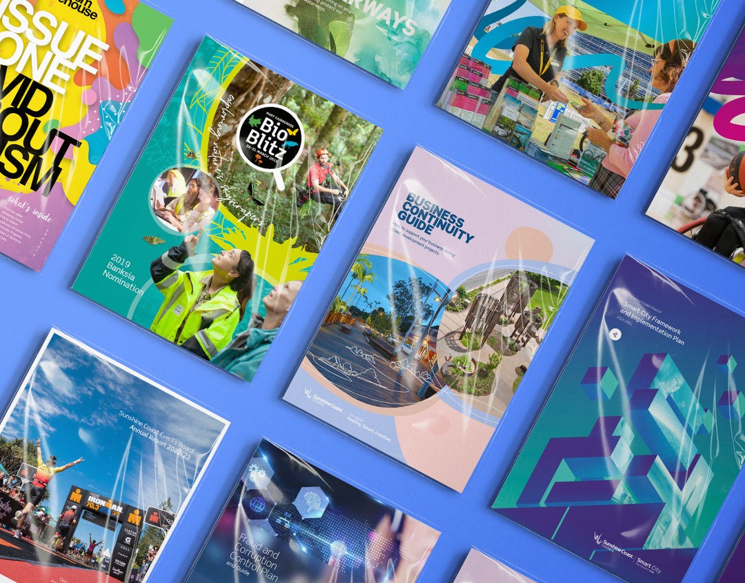 Examples of local government council publications, showcasing professionally designed reports and community information materials.