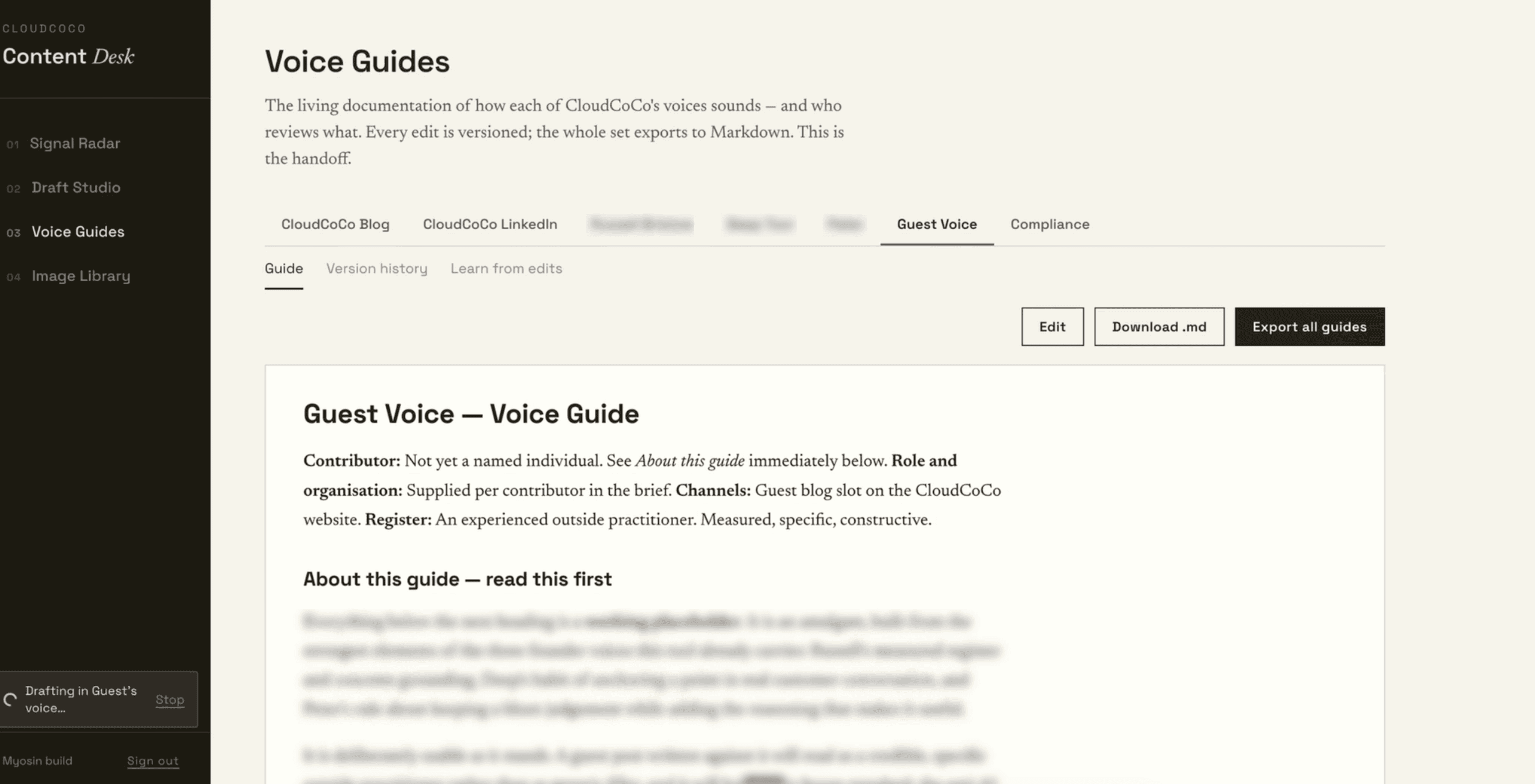 Voice Guides makes sure that each contributor has a distinct voice.