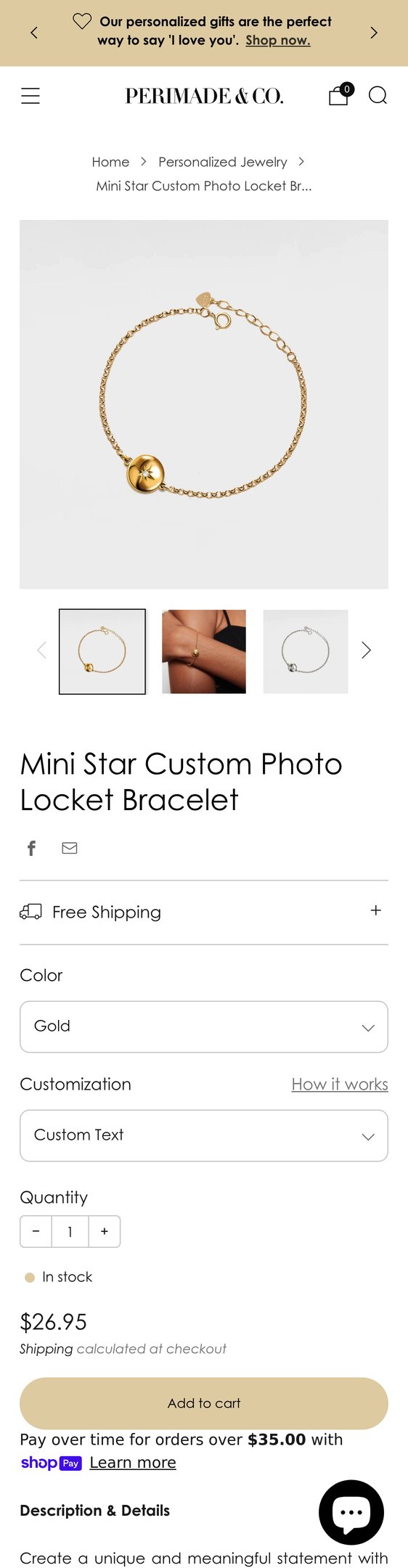 Jewelry product options include: bracelet for Mini Star Custom Photo Locket Bracelet from Perimade & Co..