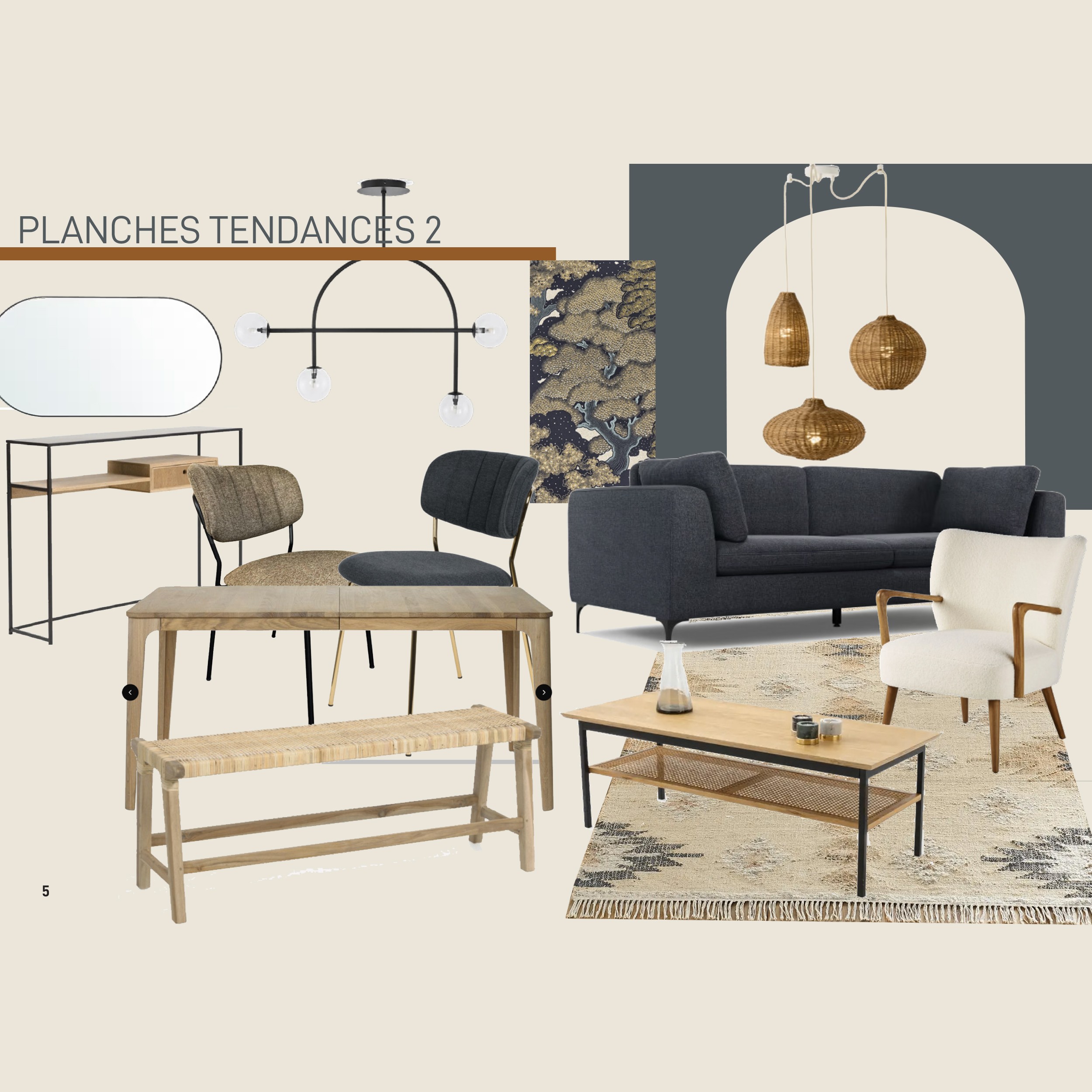 Planche de tendandes pour le mobilier et les couleurs.