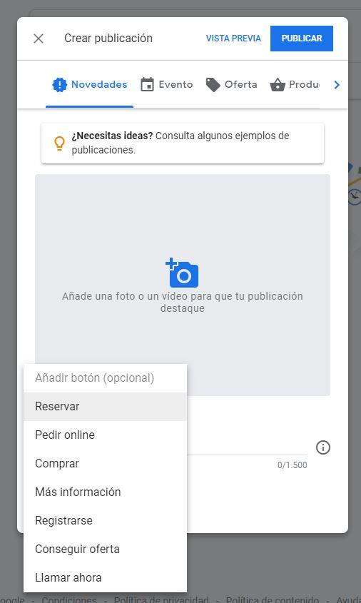 Cómo crear una ficha en Google My Business: crear una publicación