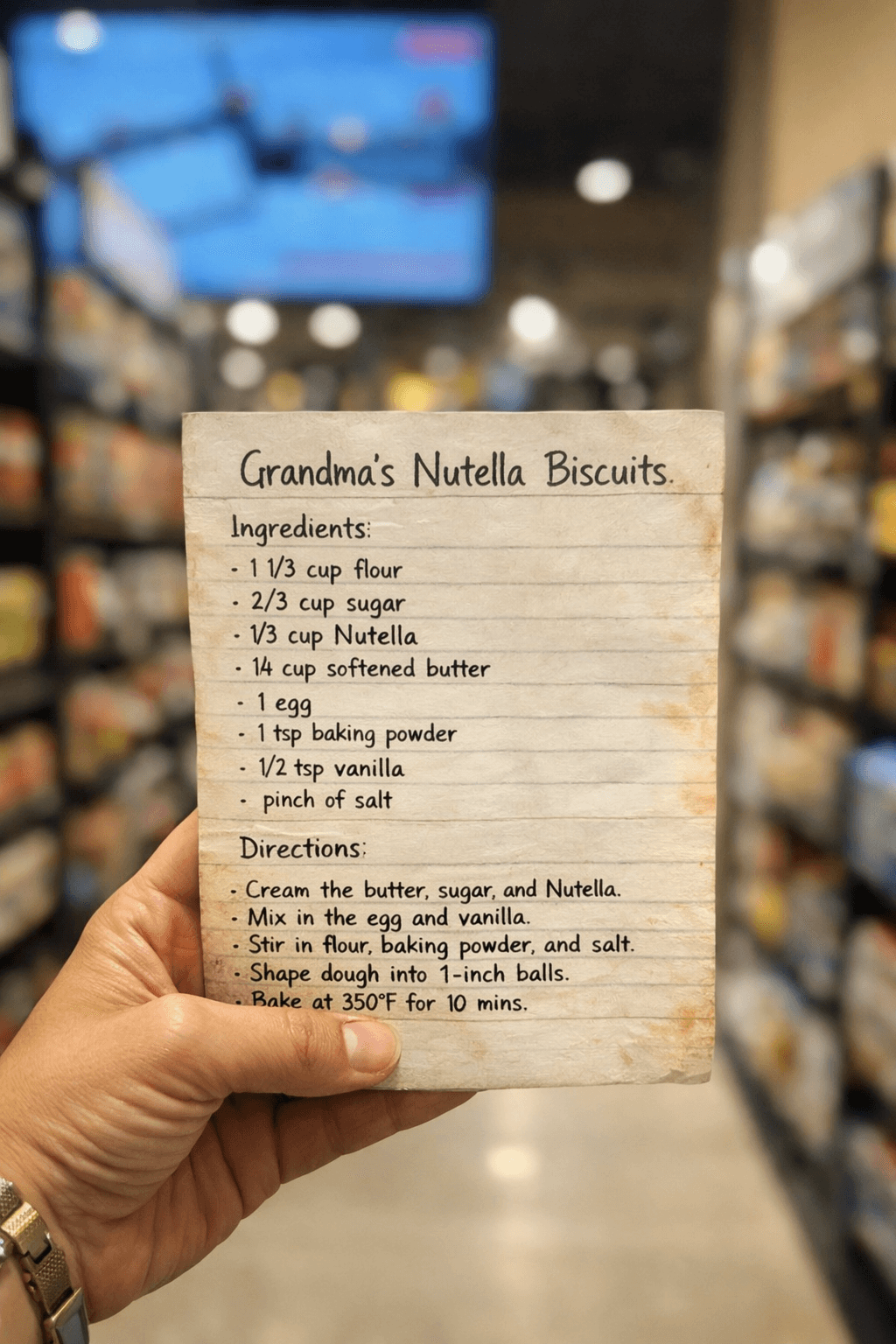 Hand holding a packet of Nutella Biscuits