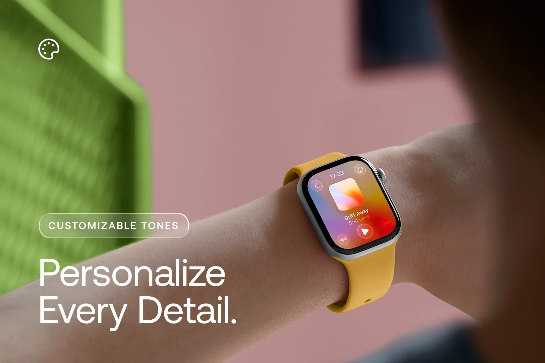 Customizable Apple Watch Series 11 mockup featuring editable colors, watch bands, and realistic lifestyle presentation.