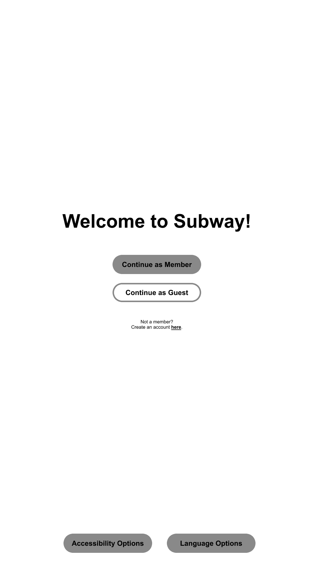 Wireframe design of the login screen.