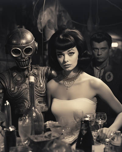 Vintage robot nighclub