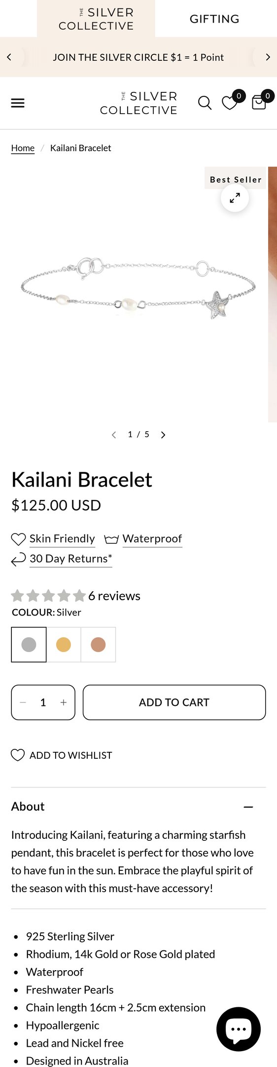 Jewelry product options include: bracelet, chain for Kailani Bracelet from THE SILVER COLLECTIVE.