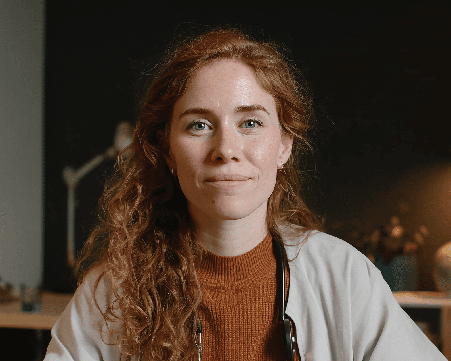 A smiling female provider during a virtual appointment.