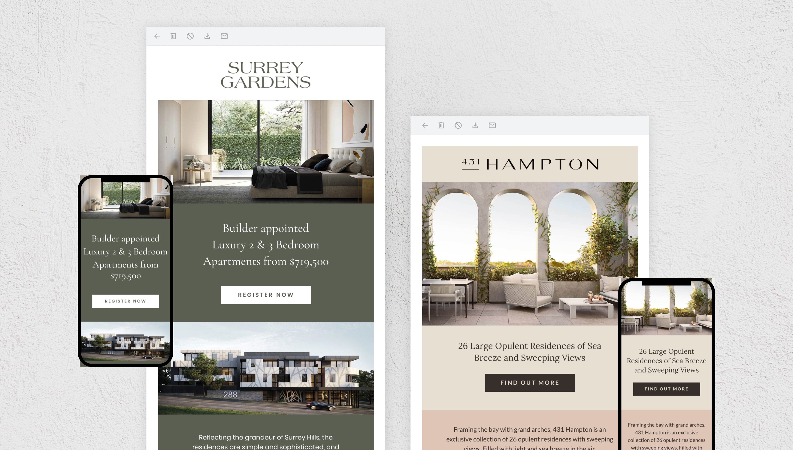 Surrey Gardens and 431 Hampton email design