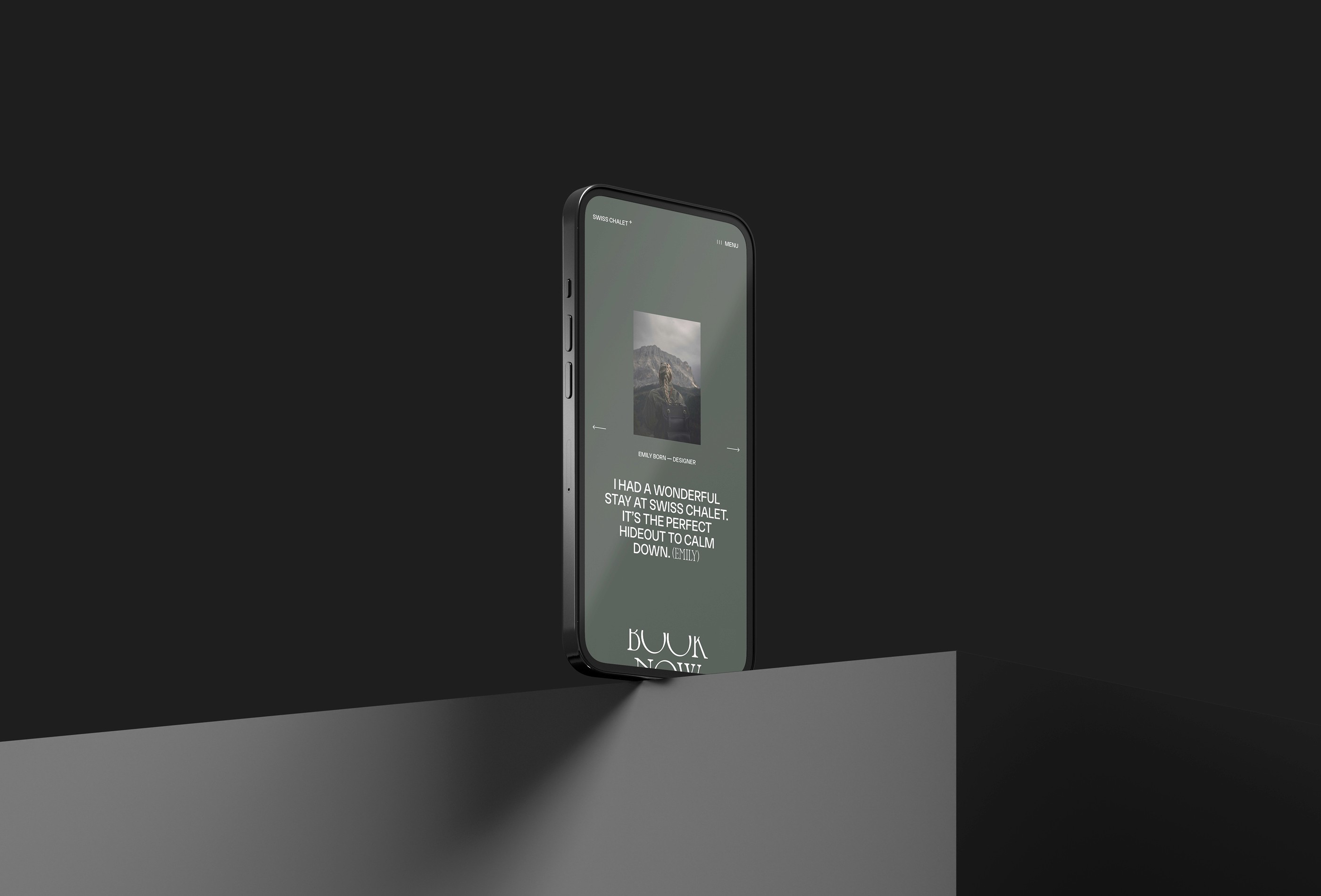 Swiss Retreat Template Mockup: Mobile View on Phone