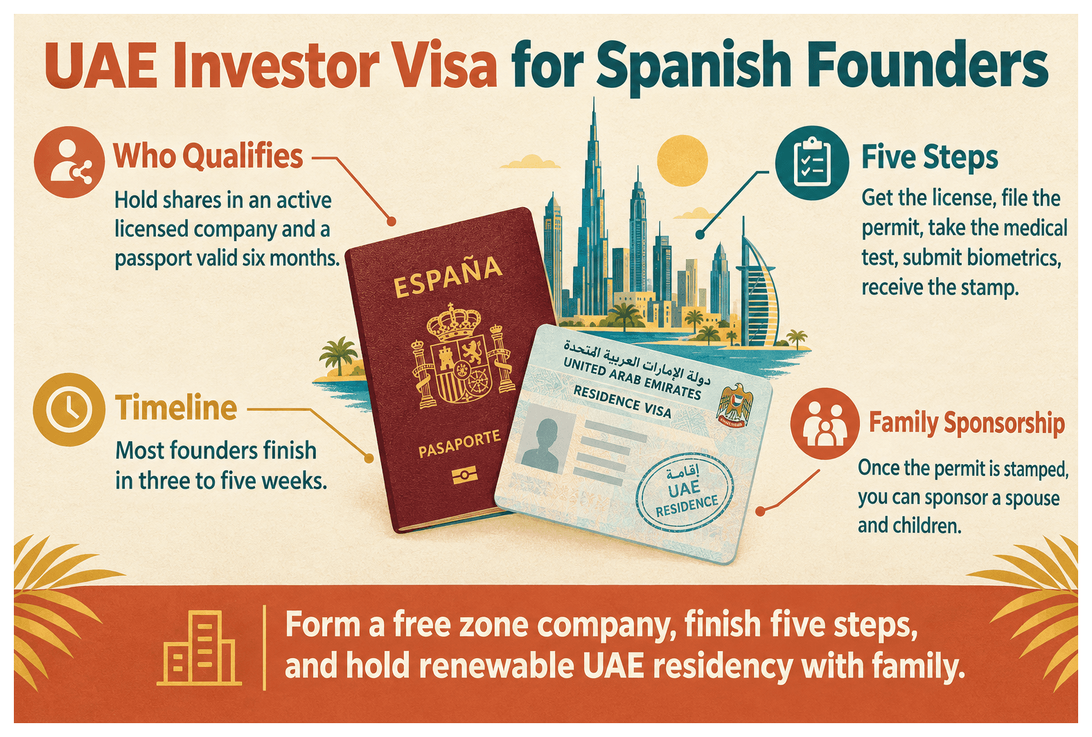 Infographic: UAE Investor Visa for Spanish Nationals: Cost and Steps