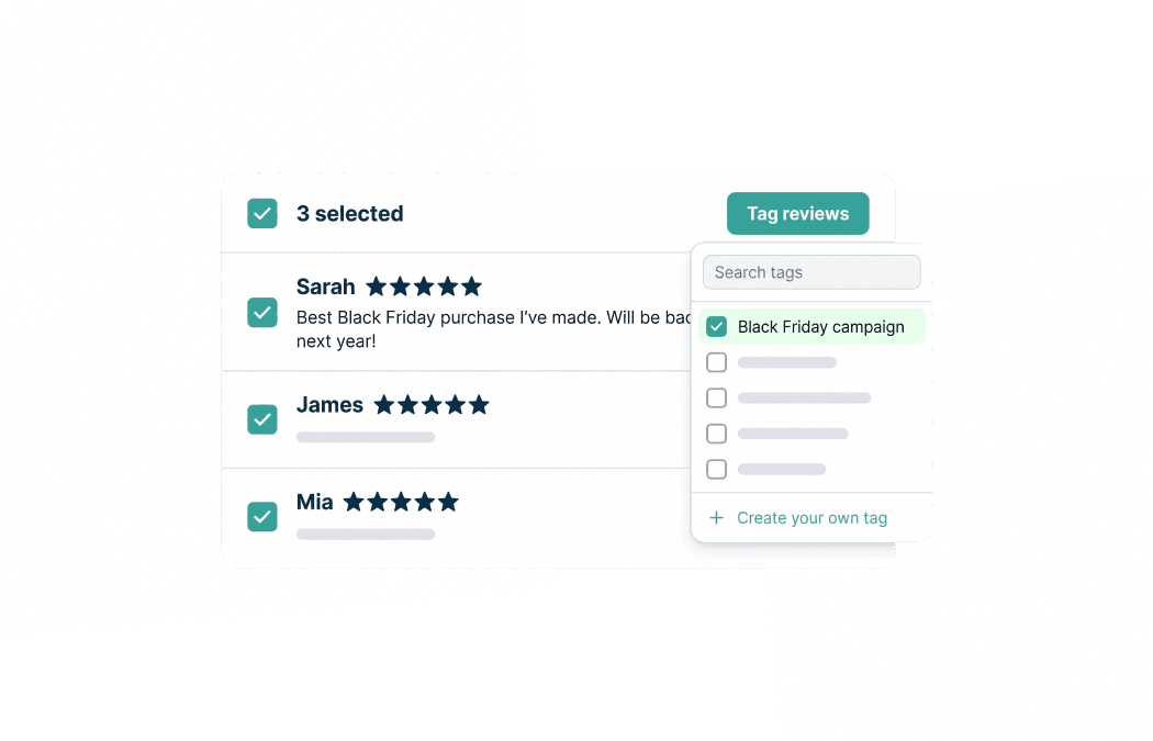 Review management with tags