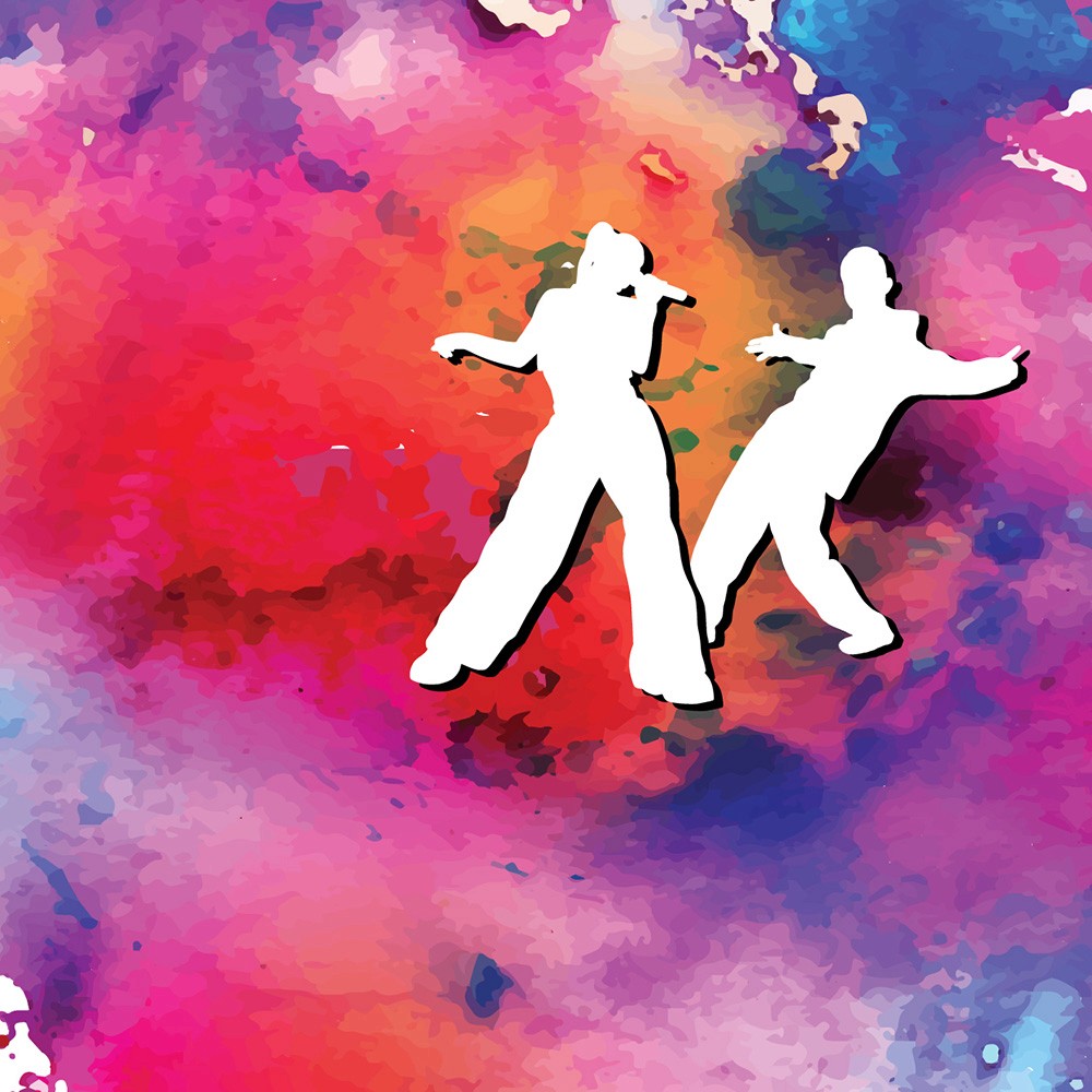 Wasserfarben Bild mit zwei weißen Tänzer:innen darauf als Cover Bild für den Workshop "This is me".