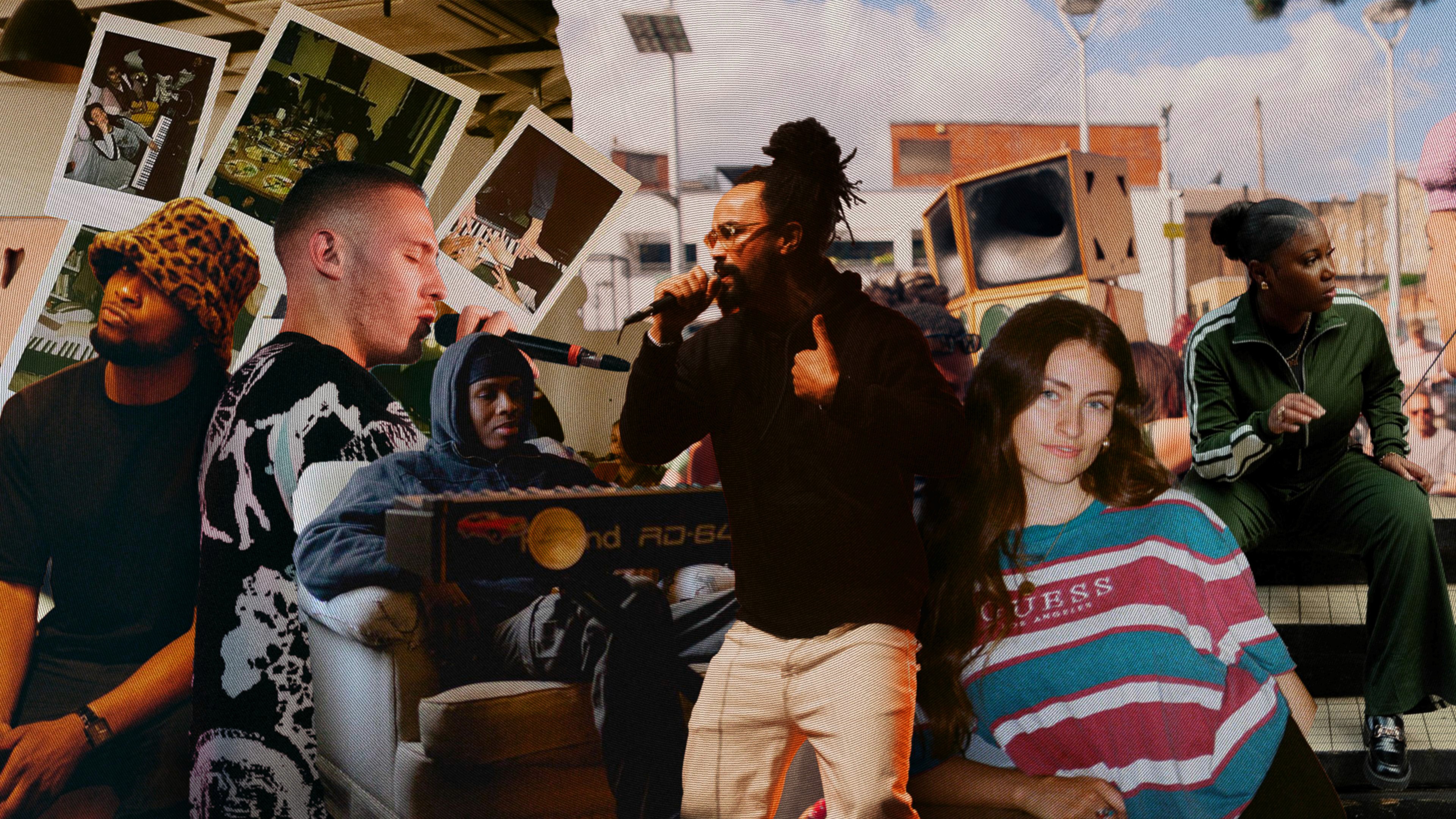 Root 73 collage featuring artists, performers and community moments.