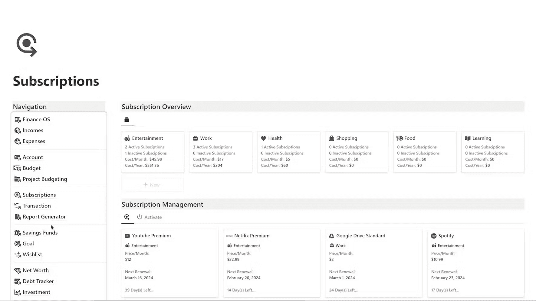 Image of Subscription Tracker