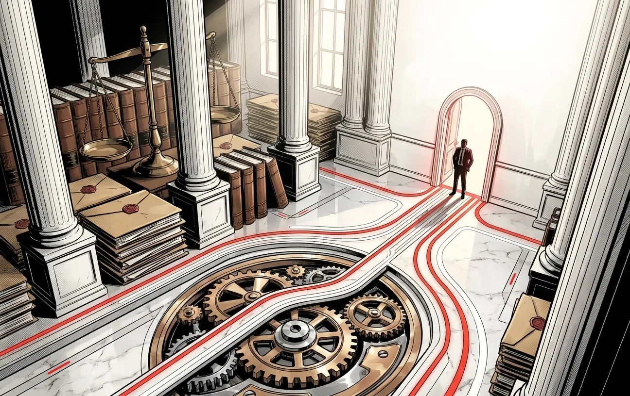 RockN' Socials: Digital Marketing Agency scene with gears, books, scales.