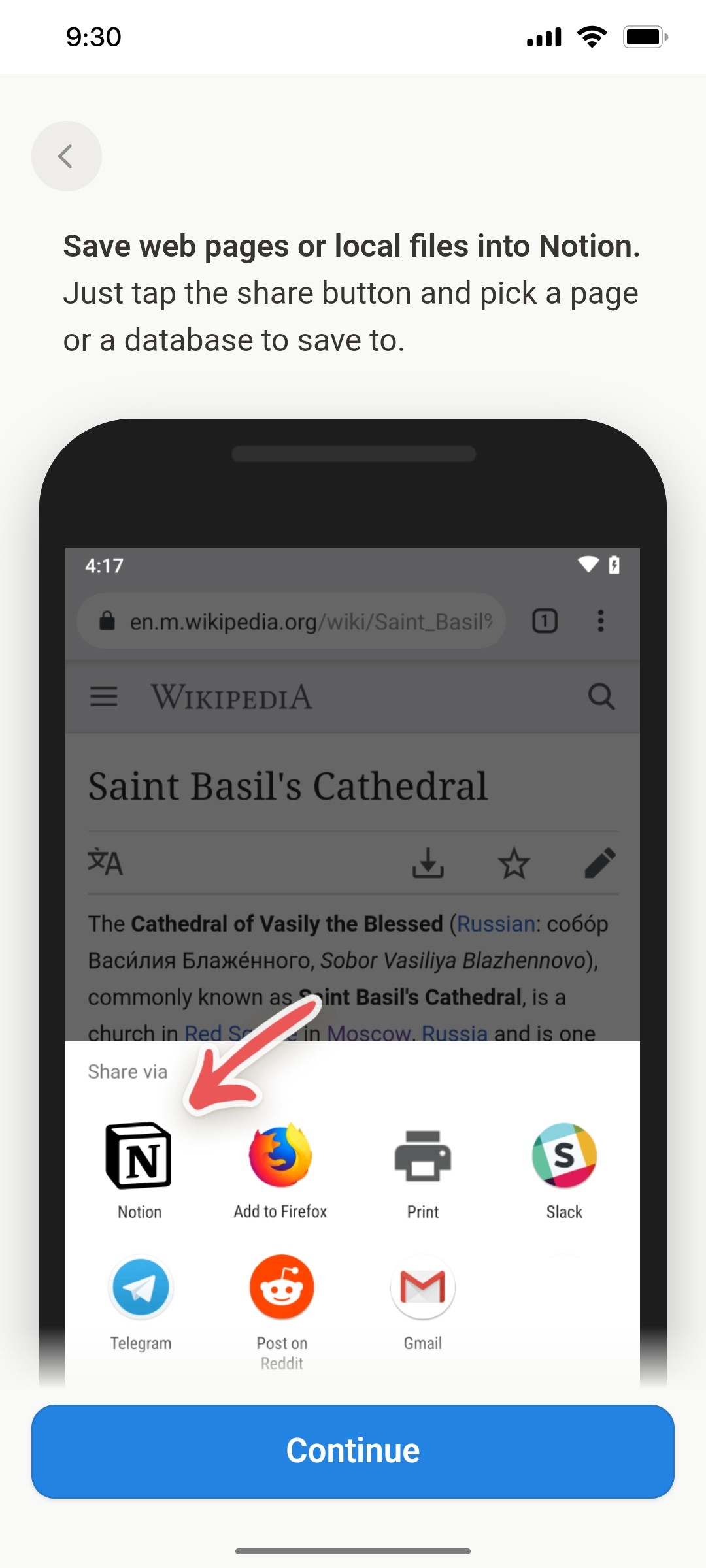 Notion App Save ocal File Screen