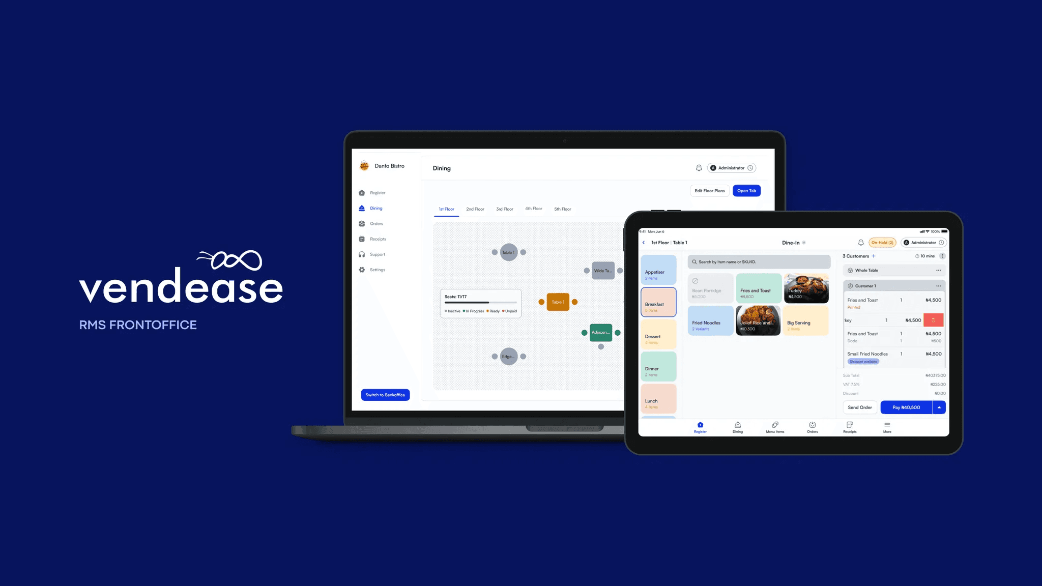 Vendease Resturant Management System Front Office