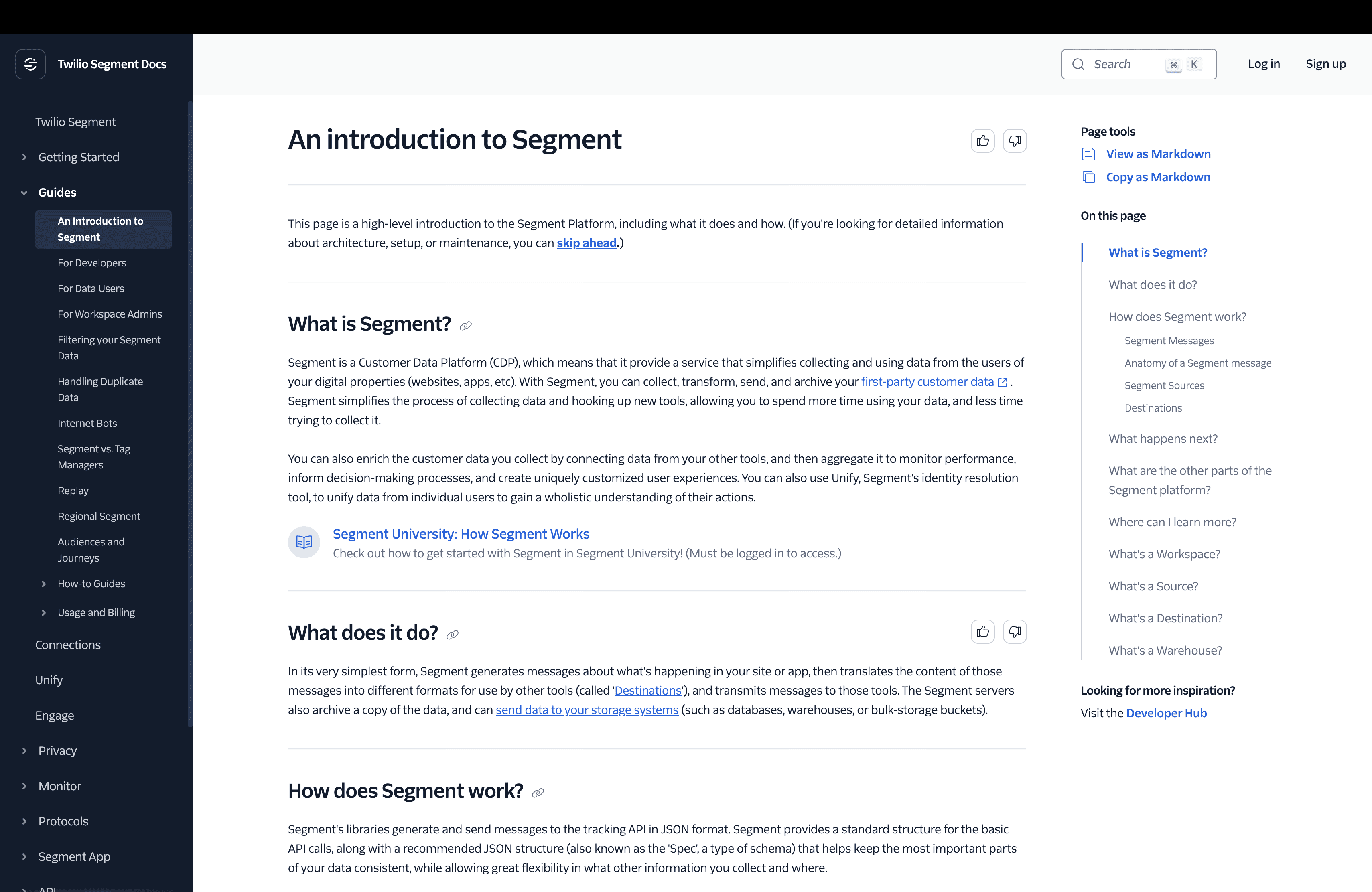 Twilio Segment customer data platform for collecting, unifying, and routing user event data across tools