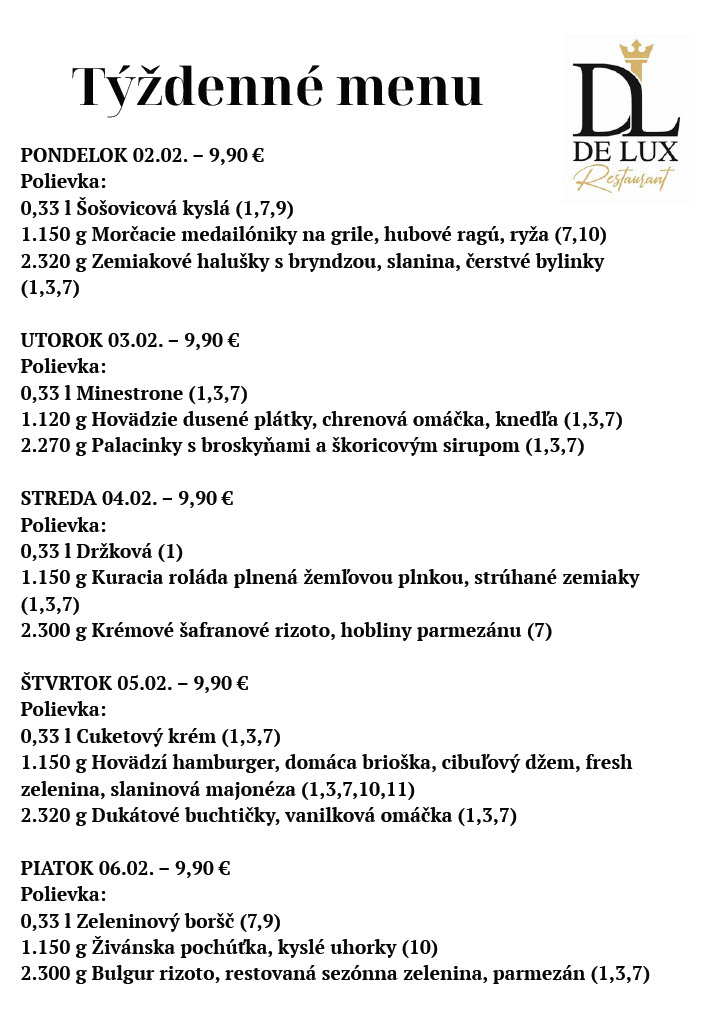 Delux Restaurant Menu