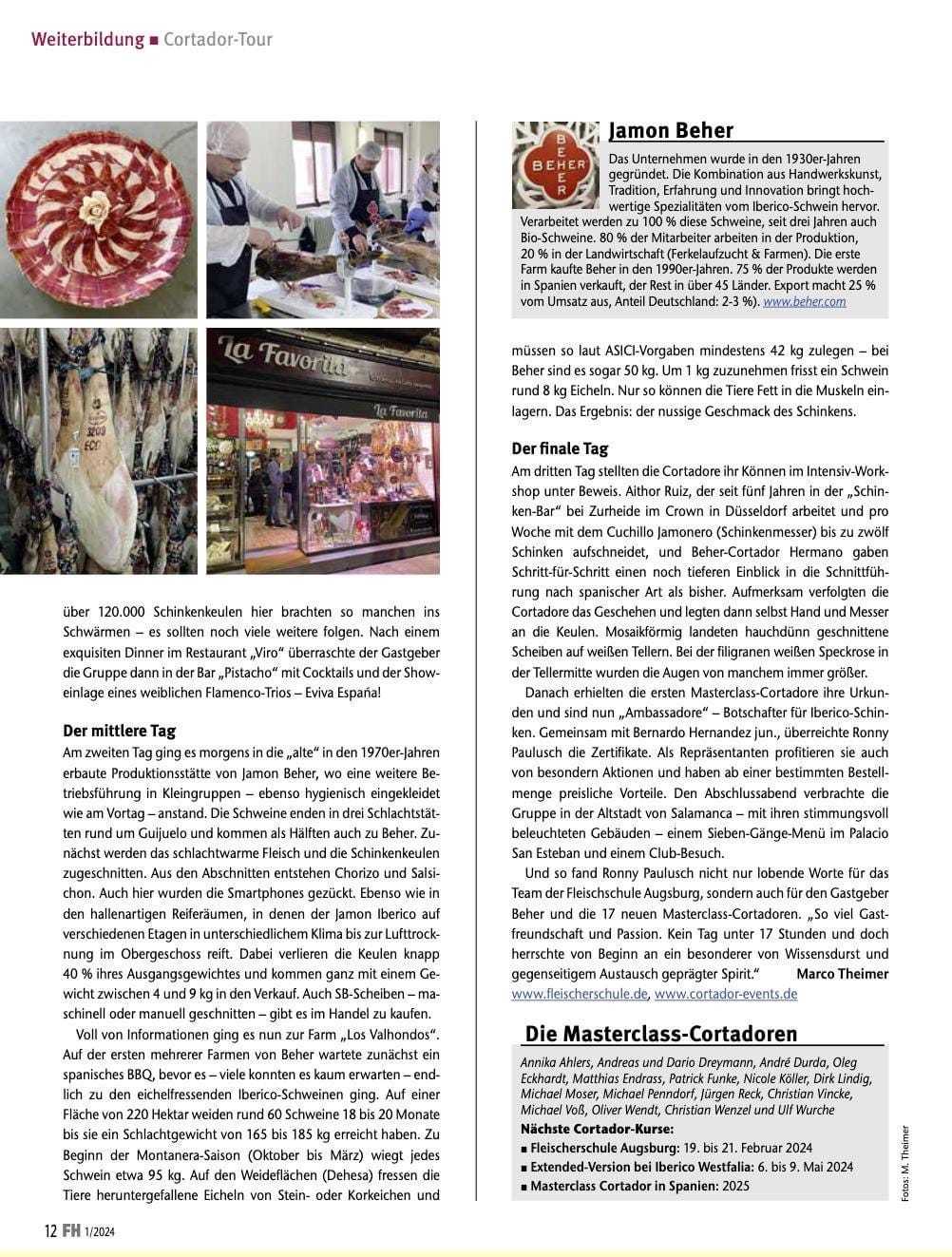 Fachartikel zu Cortador-Handwerk, Schnitttechnik und Präsentation bei BEHER