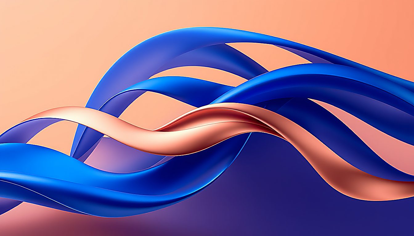 Abstract cobalt-blue and rose-gold visual illustrating effective SaaS demo experience design.
