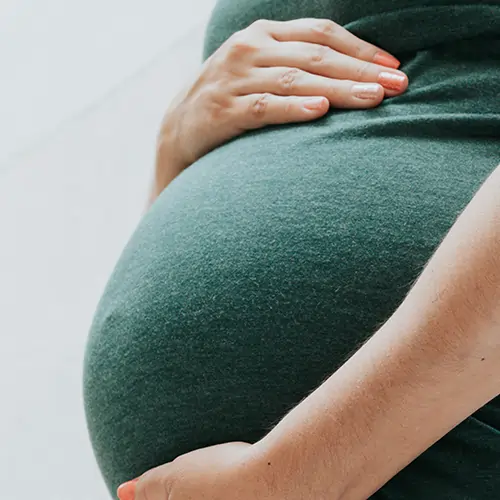pregnant woman in gress dress