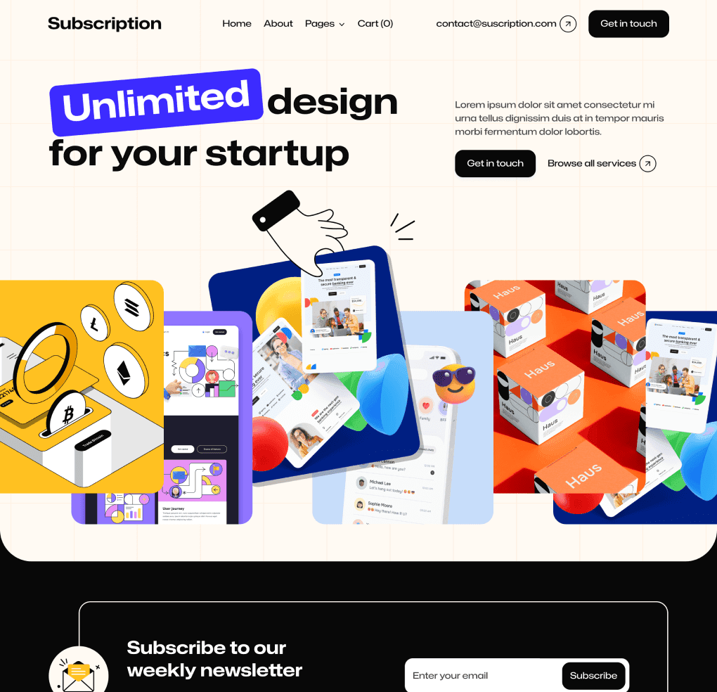 Subscription X - Home V3 Page - Design Subscription Agency Framer Template