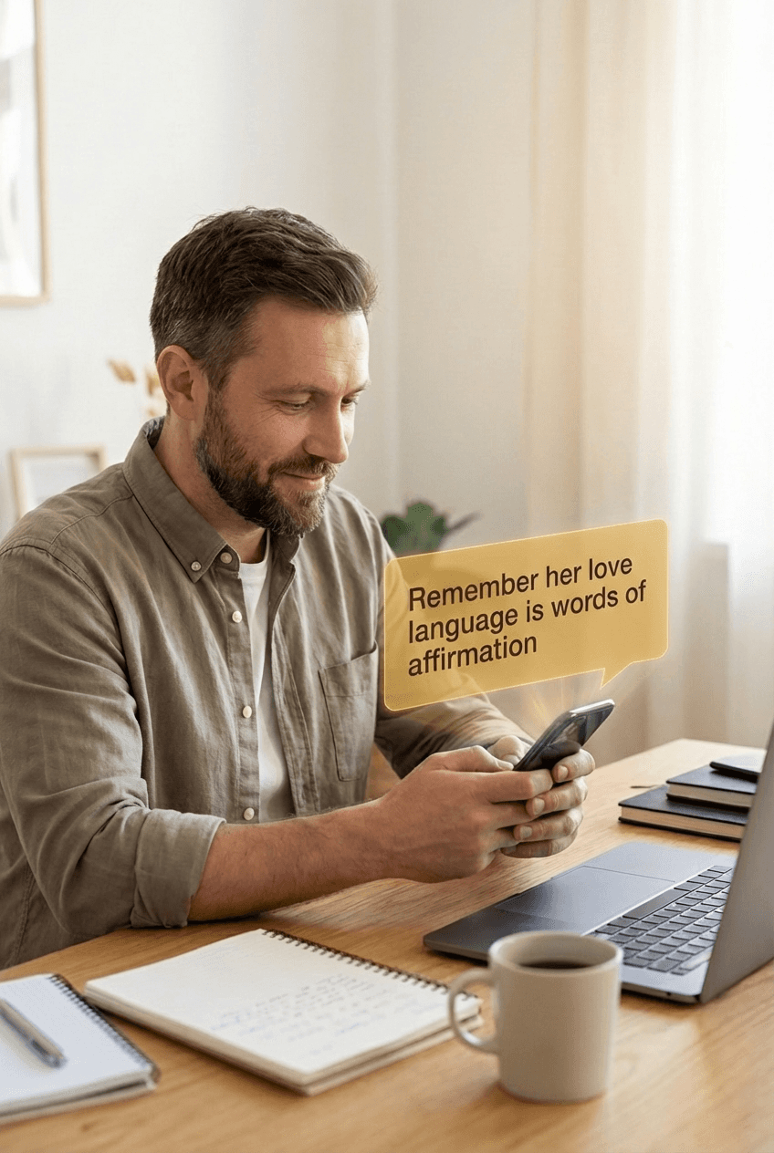 lady checking her phone and smiling