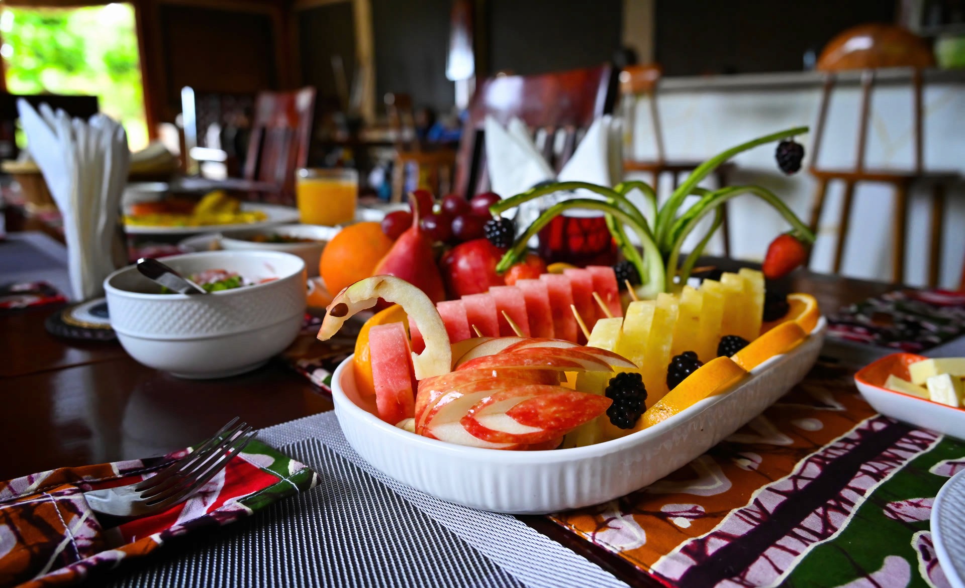 Fresh fruit breakfast display