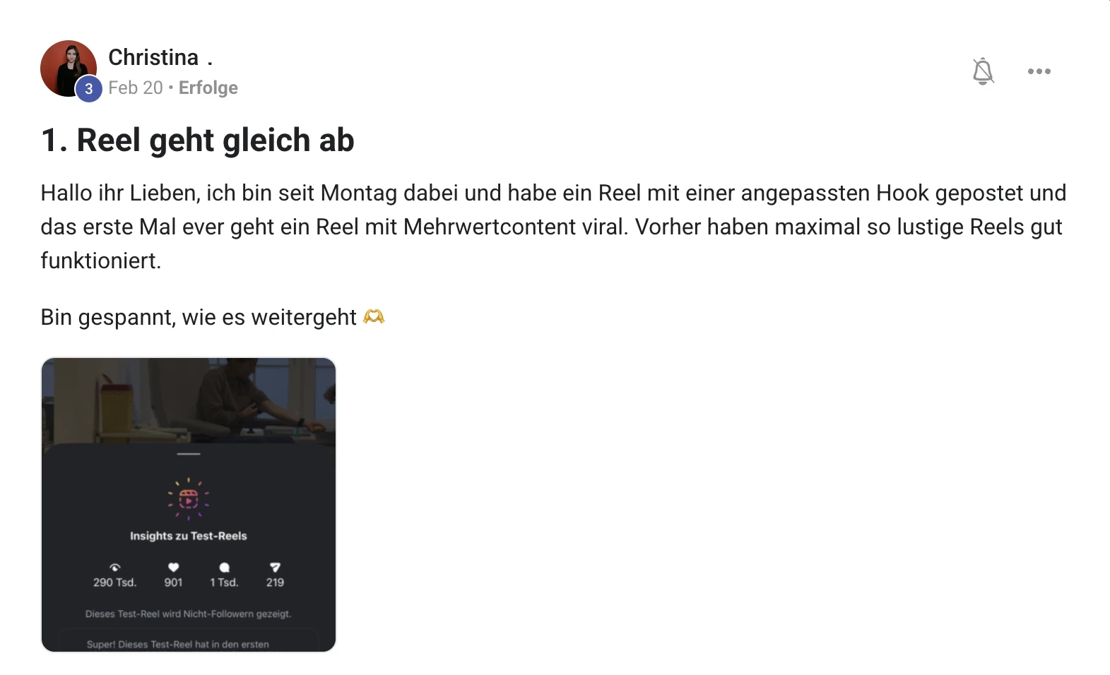 Erfahrungsbericht KI Creator Akademie: Christinas erstes Reel geht mit 290.000 Aufrufen viral