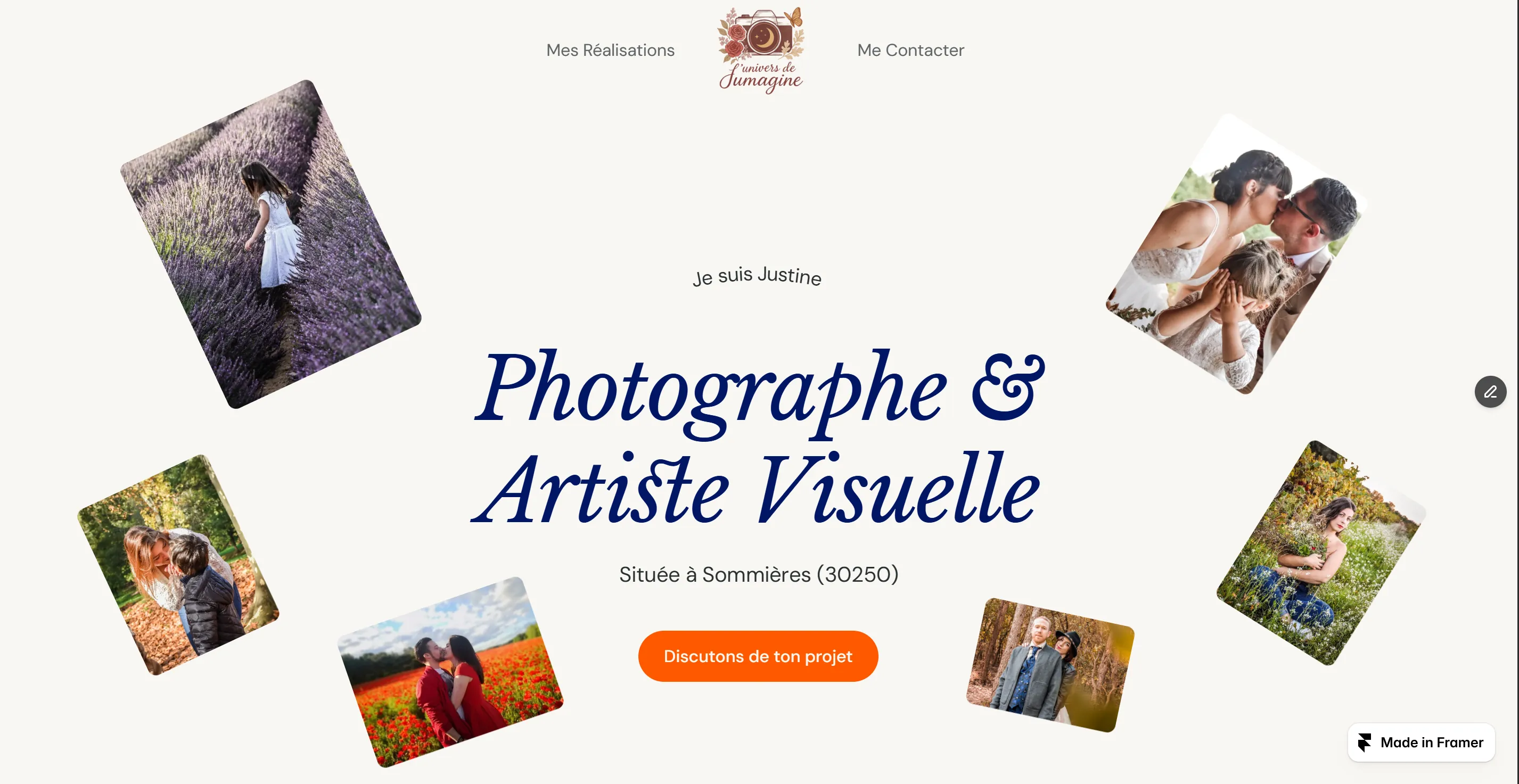 Site vitrine pour photographe avec portfolio et prise de contact