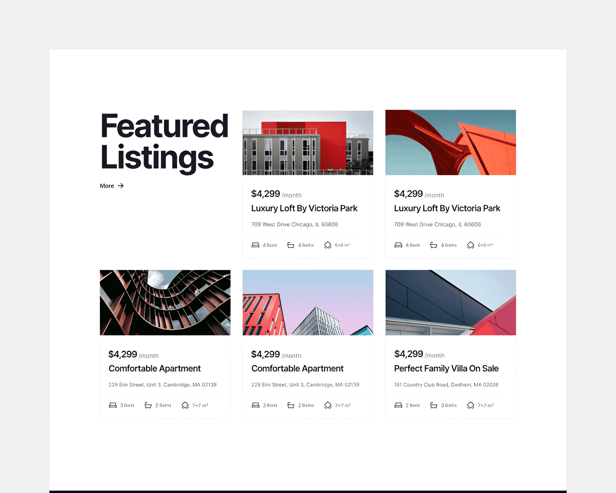 real estate agency website, featured listing