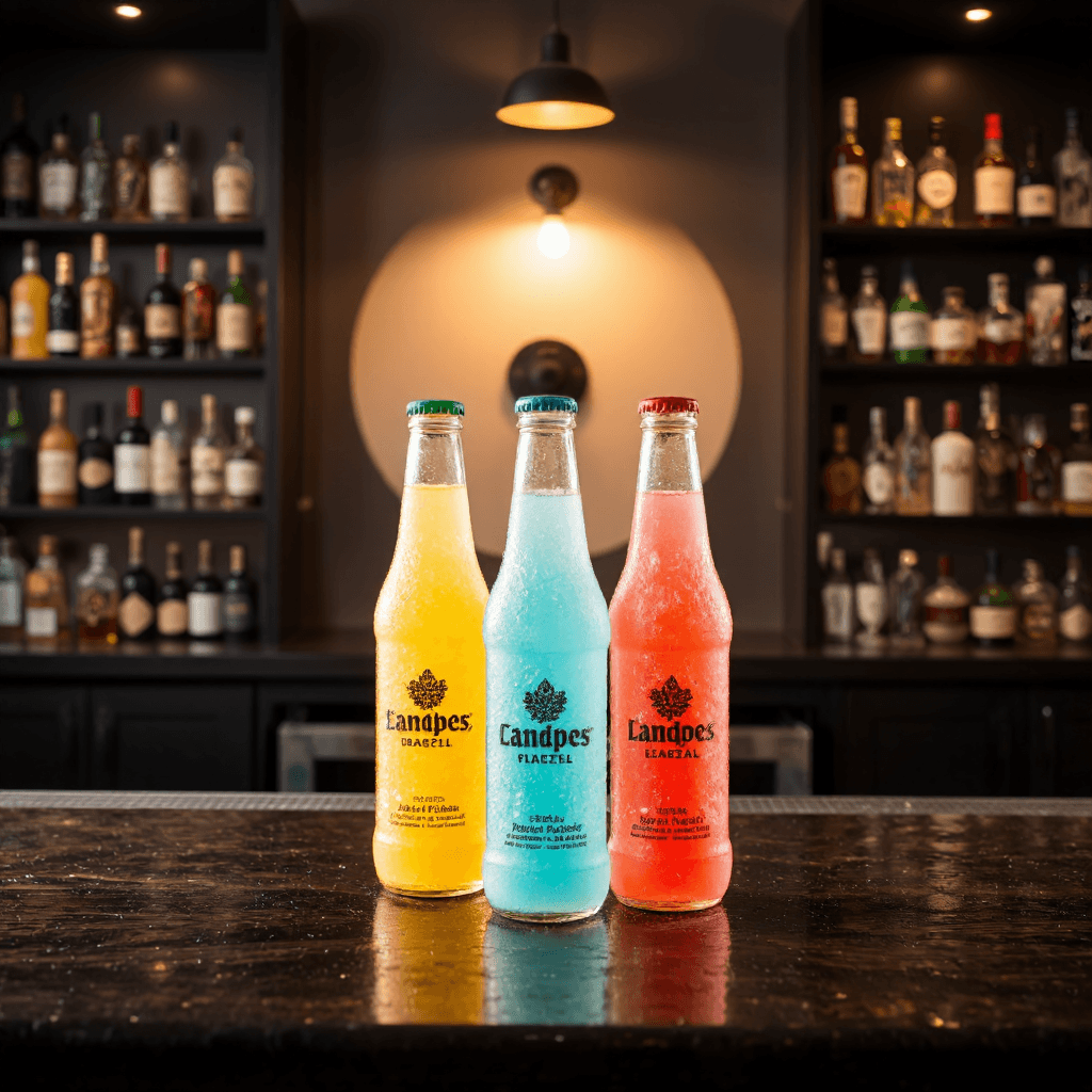 product photography of a set of flavored soft drink bottles