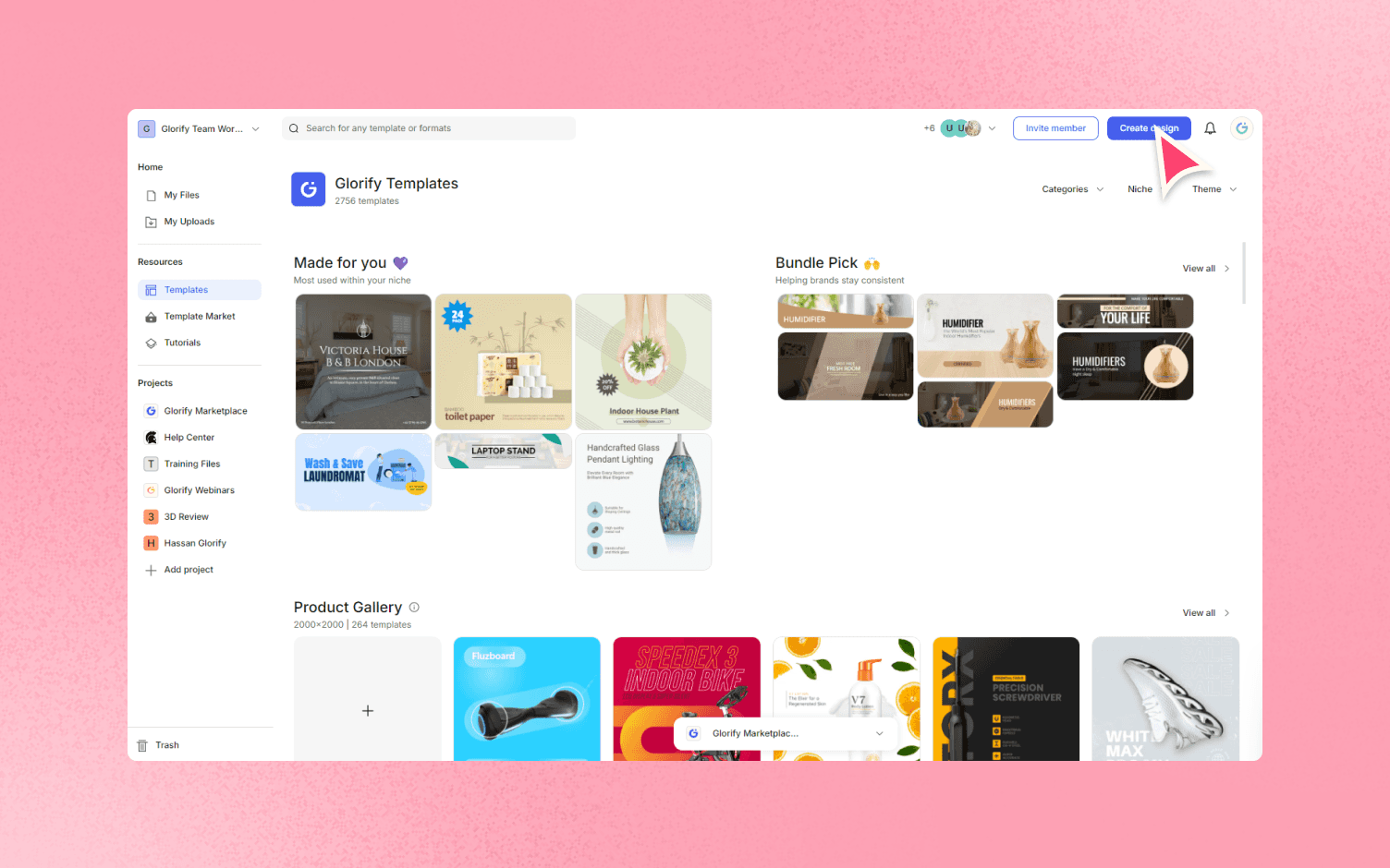 how to create design in glorifyapp