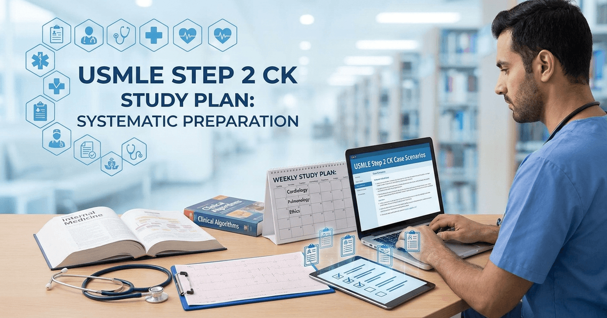 Cover: USMLE Step 2 CK Study Plan 2026: Week-by-Week Schedule, High-Yield Resources and Score Strategy