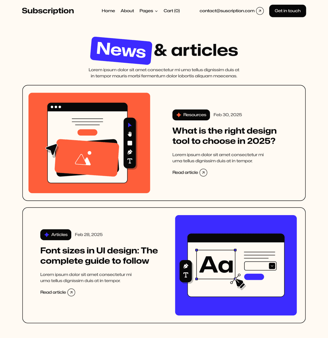 Subscription X - Blog V3 Page - Design Subscription Agency Framer Template