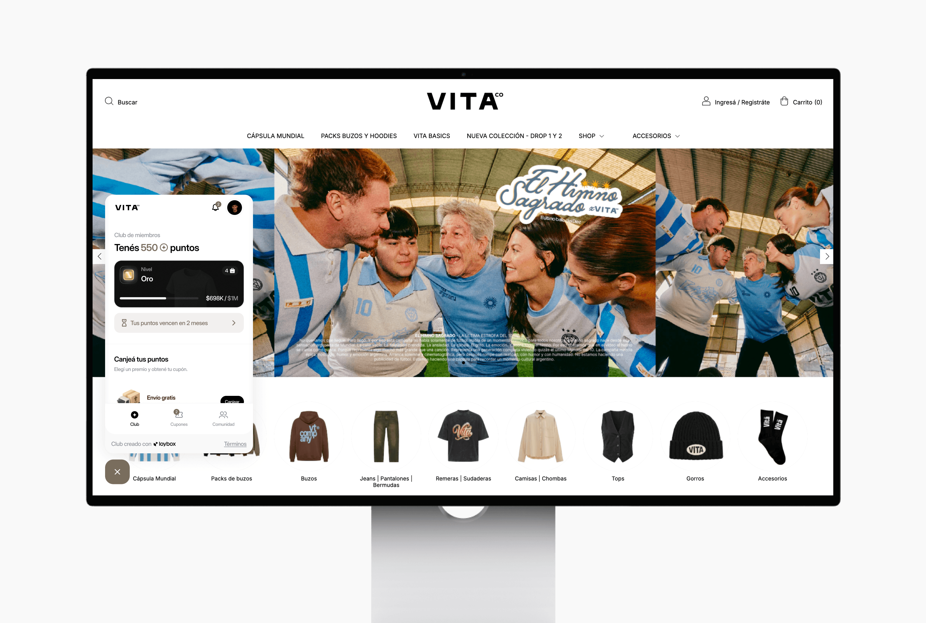 Widget de club de miembros Loybox integrado en tienda online El Don — programa de puntos para ecommerce de indumentaria